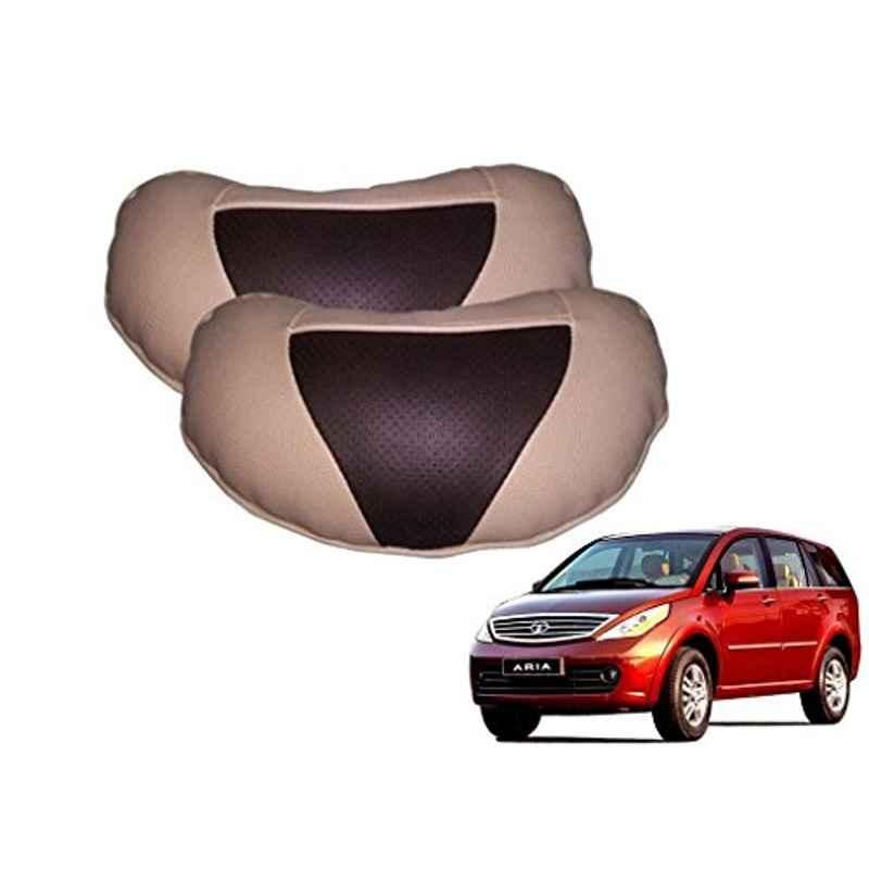 Kozdiko 2 Pcs Brown & Beige Neck Rest Set for Tata Aria, koz_32264