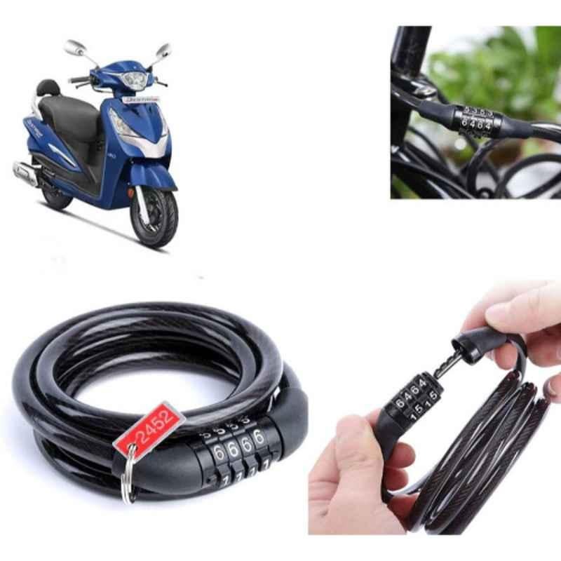 Auto Pearl PVC & Plastic Black Combination Cable Lock for Destini 125, 595