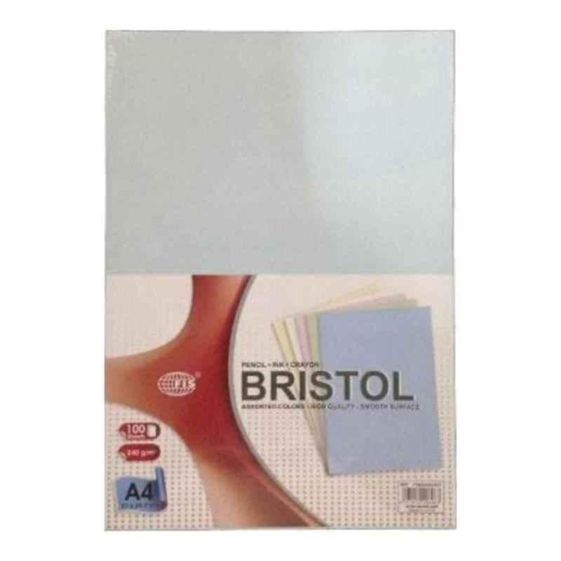 FIS A4 240 GSM Assorted Colors Bristol Board,(Pack of 100)