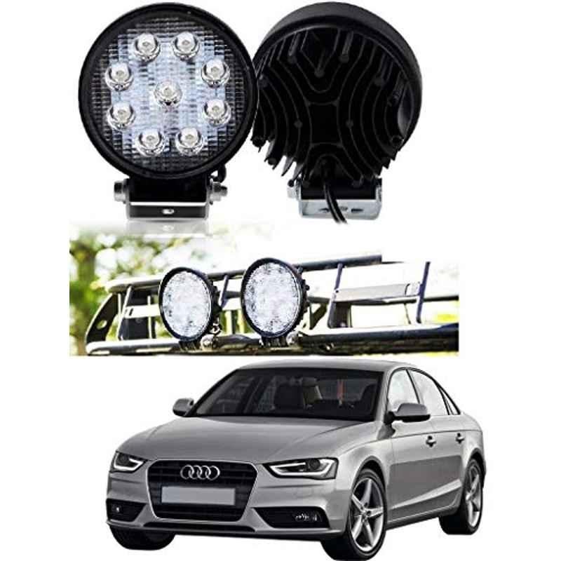 Kozdiko 2 Pcs 27W 4 inch 9 LED Waterproof Round White Fog Light Set with Mounting Brackets for Audi A4, kozd_19925