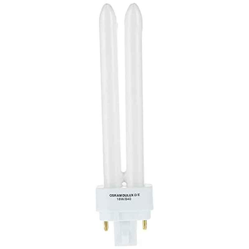 Osram Dulux D/E 18W 4 Pin Cool White G24Q-2 CFL Dimmable Lamp, DE18W840