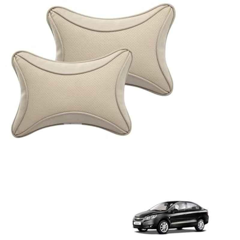 Kozdiko 2 Pcs Memory Foam & Polyester Beige Dots Car Neck Rest Pillow Set for Chevrolet Sail, XNVJVHGJFH226