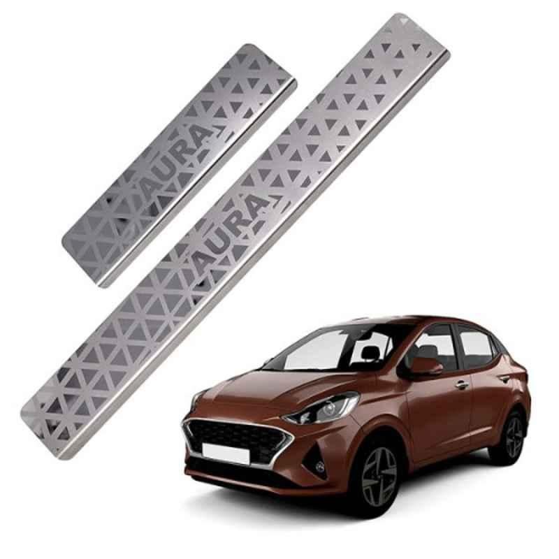 Galio GFS-128 Stainless Steel Footsteps Sill Guard & Scuff Plate Set for Hyundai Aura