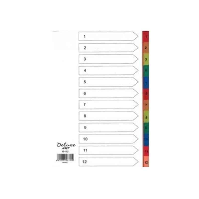 Deluxe A4 Plastic Colored Divider with numbers 1-12