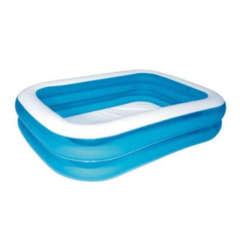 Bestway Blue & White Rectangular Inflatable Family Pool, 200.6x175.2x50.8 cm