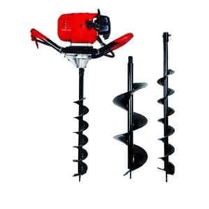 Shakun 1.9kw 52CC 2 Stroke Petrol Engine Red & Orange Heavy Duty Drill Hole Earth Auger with 4 & 8 inch Drill