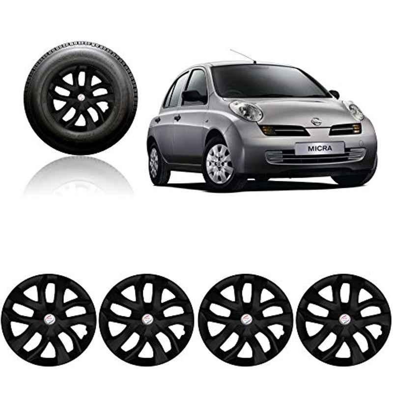 Auto Pearl 4 Pcs 13 inch ABS Black Car Wheel Cover Set for Nissan Micra