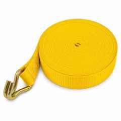 Trion Products 25mmx46ft Polyester Yellow Webbing Strap with J Hook for Ratchet Buckle, Trailer, Bike & Load Securing, TP2026J46H