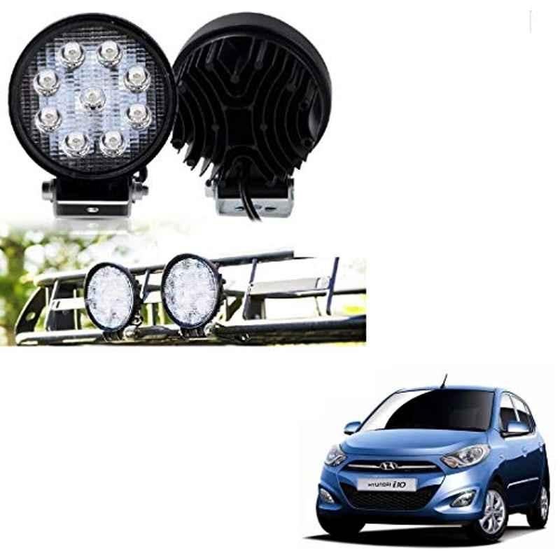 Kozdiko 2 Pcs 27W 4 inch 9 LED Waterproof Round White Fog Light Set with Mounting Brackets for Hyundai i10, kozd_19895