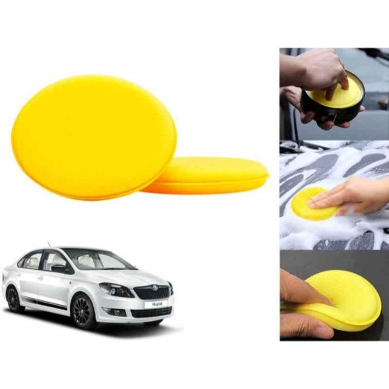 Auto Pearl Polyurethane Beige Washing & Waxing Polish Foam Sponge for Rapid T2 2015 (Pack of 2)