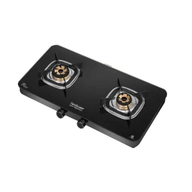 Hindware Apex 2B AI Glass Top Cooktop with 2 Brass Burner & Automatic Ignition, CT 100249
