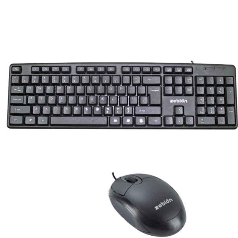 Zebion K500+Elfin Black USB Wired Mouse & Keyboard Combo with 1 Year Warrenty