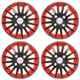 Prigan 4 Pcs 14 inch Black & Red Press Fitting Wheel Cover Set for Honda Brio