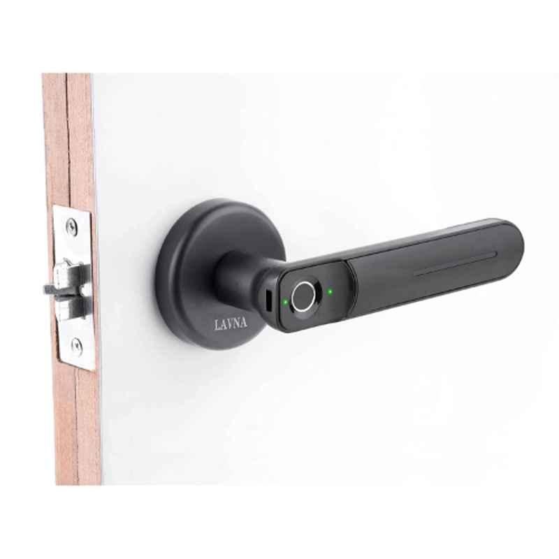 Lavna L-A15 Black Smart Door Lock with Fingerprint & Manual Key Access for Wooden Doors