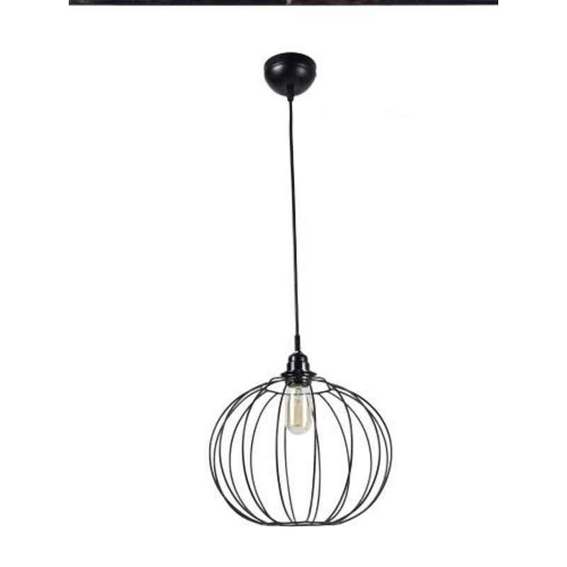 Tucasa Iron Round Metal Wire Pendent Light with Black Shade, HG-11