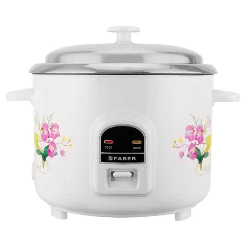 Faber 700W 1.8 Litre Stainless Steel White Electric Rice Cooker with 2 Years Warranty, 131.0743.992