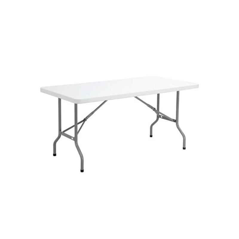 Galaxy 183x76x72cm Polyethylene & Metal White Foldable Lightweight Desk, AE154