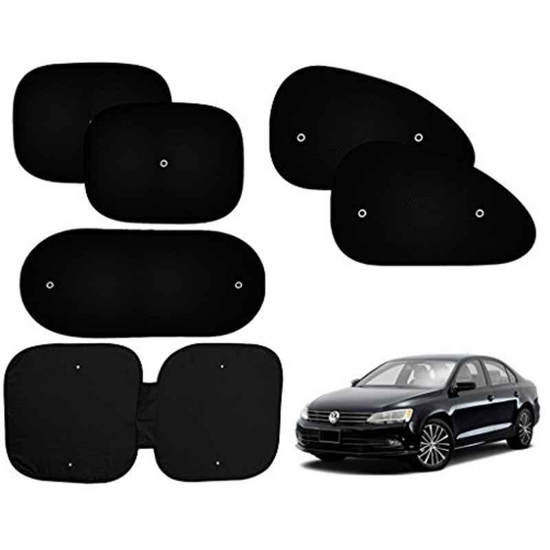 Auto Pearl 6 Pcs PVC & Mesh Black Window, Front & Rear Sun Shade Set for Volkswagen Jetta Type 2