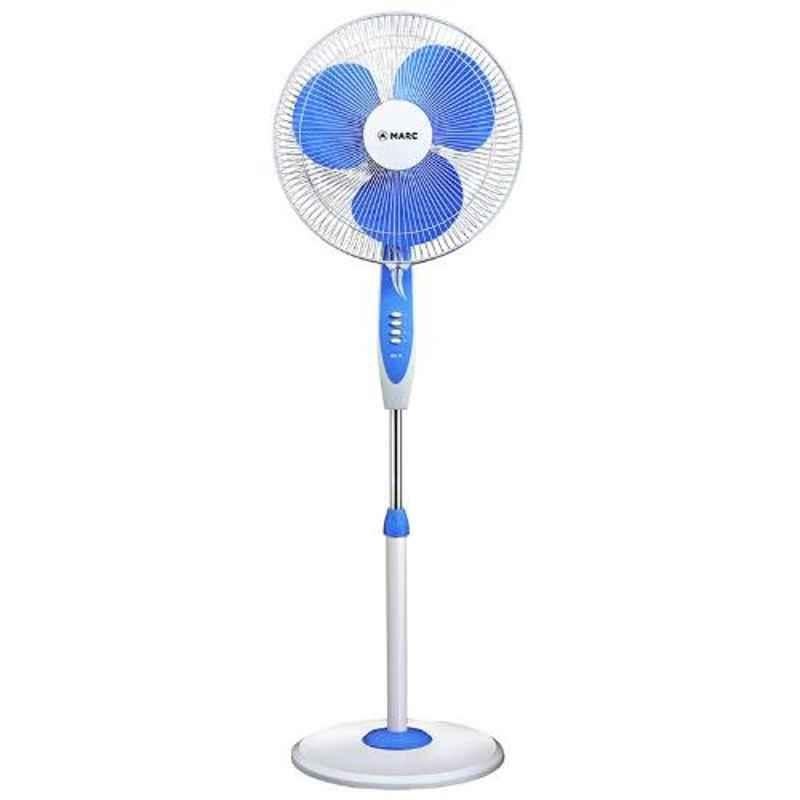Marc Stand MS-25 55W White & Blue Normal Speed Pedestal Fan, Sweep: 400 mm
