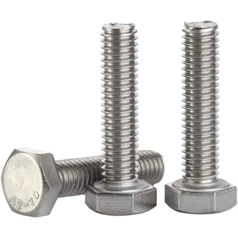 Mellewell M8-1.25x50mm Stainless Steel Silver Fully Threaded Screw Bolt (Pack of 15)