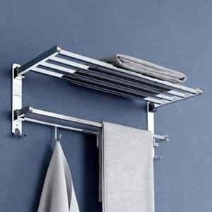 Plantex Towel Rack for Bathroom/Stainless Steel Towel Bar/18 inch Towel Holder with Towel Rod/Bathroom Accessories Chrome