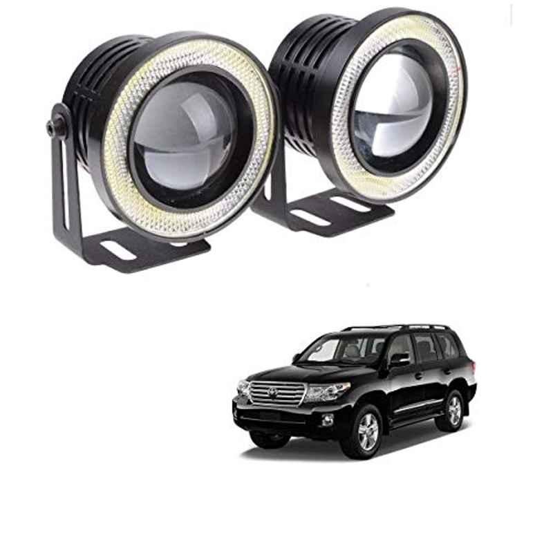 Kozdiko 2 Pcs 15W 3.5 inch High Power White LED Projector COB Fog Light Set with White Angel Eye Ring for Toyota Land Cruiser, koz_89361