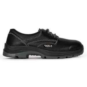 Perf Hermes Buff Apollo Grain Leather Steel Toe Black Safety Shoes, Size: 10
