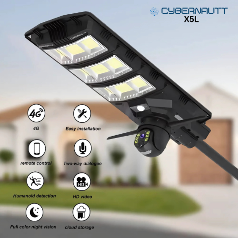 Cybernautt X5L 5MP HD PT 18000mAh Solar Sim CCTV Camera with Full Colour Night Vision, 2 Way Audio, MotionHuman Detect, Alarm & 128GB SD Support