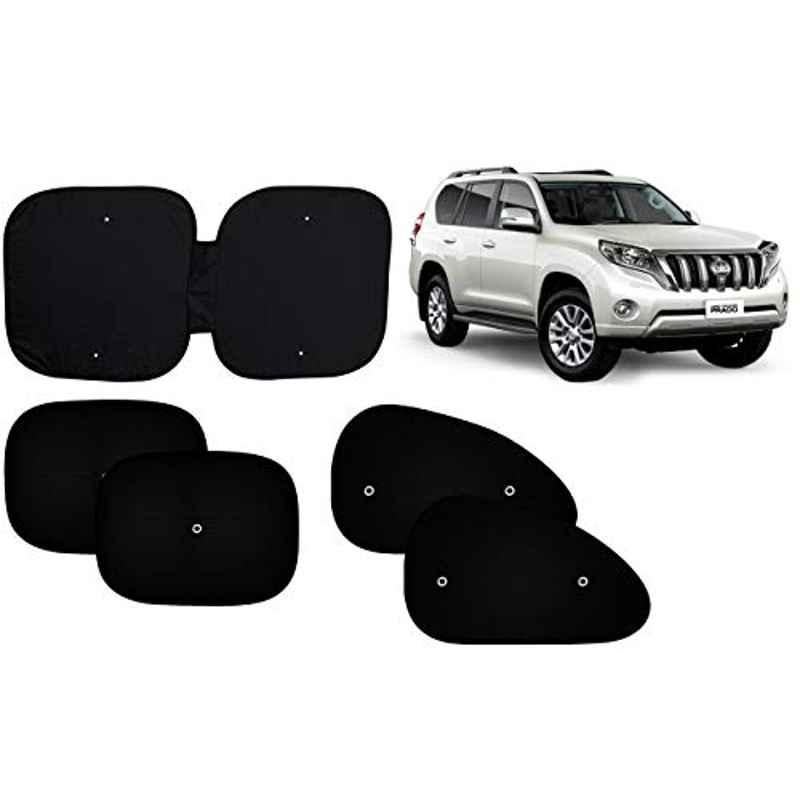 Auto Pearl 5 Pcs PVC & Mesh Black Window & Front Sun Shade Set for Toyota Land Cruiser Prado