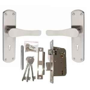 Onjecx 2 Pcs 8 inch 6 Lever Stainless Steel Double Action Mortise Door Handle with Brass Latch Lock Set, BML65+S05MBS