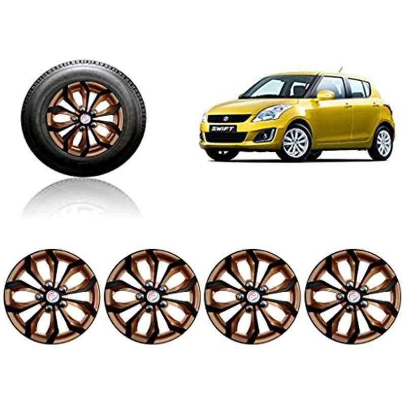 Auto Pearl 4 Pcs 14 inch ABS Black & Copper Car Wheel Cover Set for Maruti Suzuki Swift Type 4