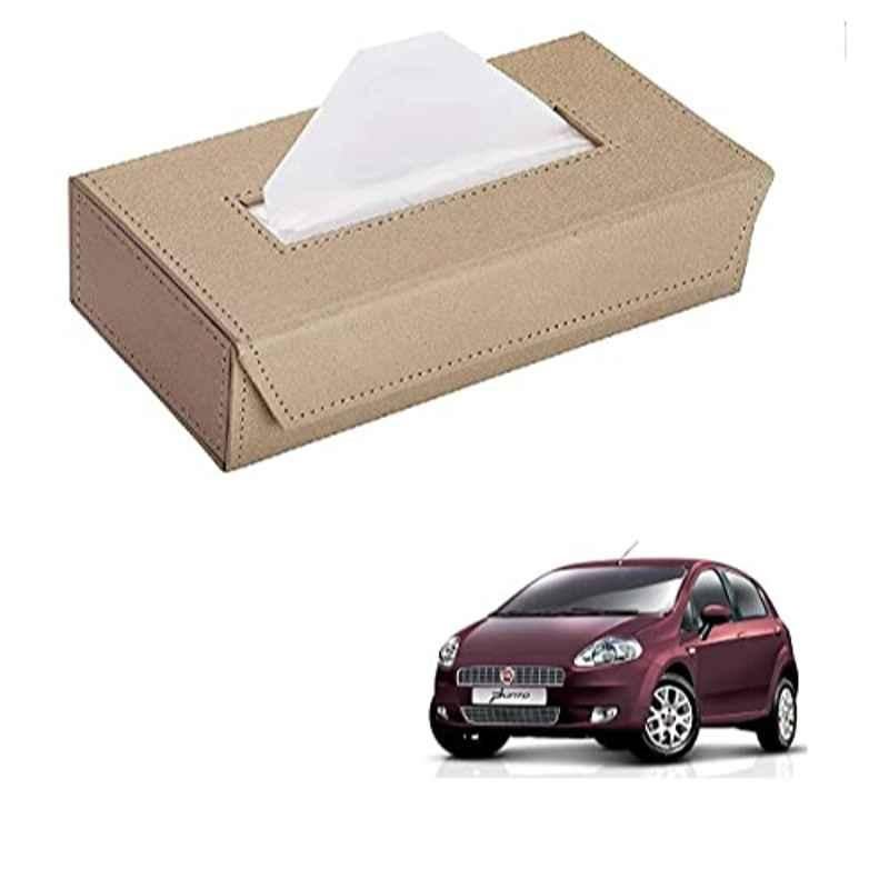 Kozdiko 100 Pulls PU Leather Beige Car Tissue Paper Box with 200 Sheets for Fiat Punto