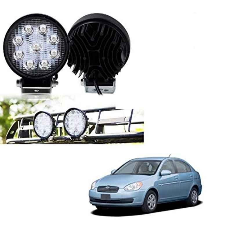 Kozdiko 2 Pcs 27W 4 inch 9 LED Waterproof Round White Fog Light Set with Mounting Brackets for Hyundai Old Verna, kozd_20032