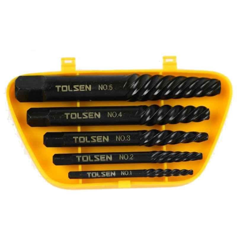 Tolsen 5 Pcs Alloy Steel Screw Extractor Set, 33505