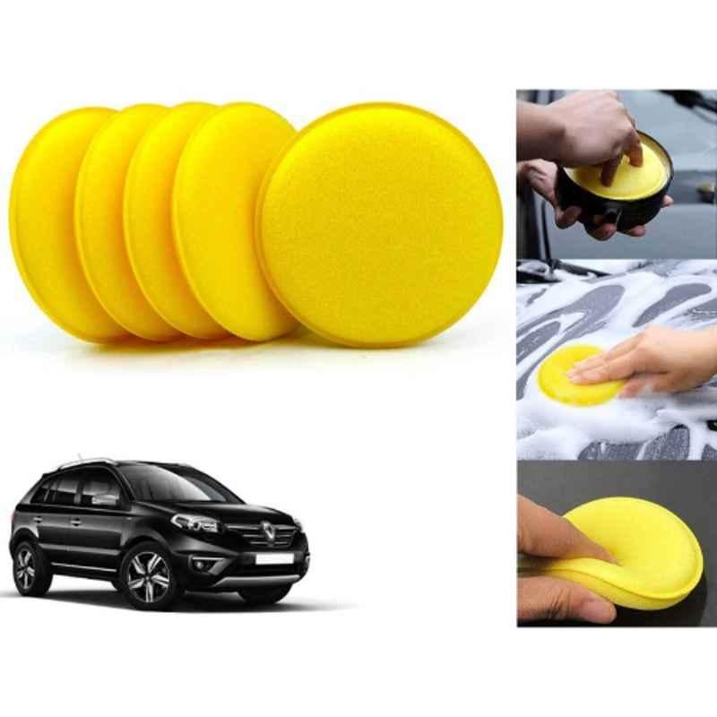 Auto Pearl Polyurethane Beige Washing & Waxing Polish Foam Sponge for Koleos (Pack of 5)