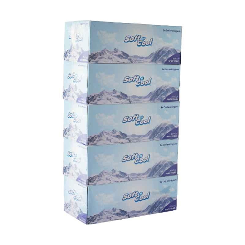 Soft N Cool Facial Tissue Box, SNCT200, (Pack of 5)