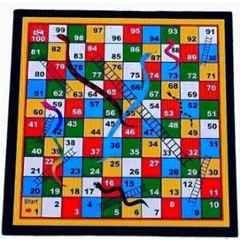 HTM Ludo & Snake & Ladders with Coins & Dice 2 in 1 Board Game Carrom Board (Multicolour)