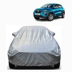 Aarex Auto Polyester Silver 100% Waterproof Car Cover Mirror Pocket, Soft Cotton Lining, Triple Stitched, Buckle Belt & Windproof for Renault Kwid