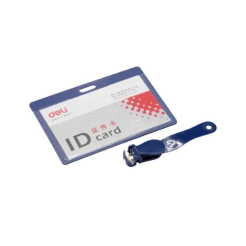 Deli 50 Pcs Blue PVC ID Pass with Clip Box