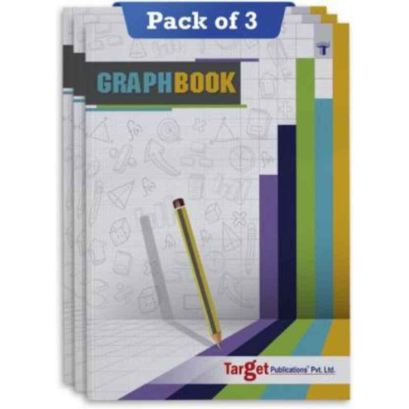 Target Publications A4 168 Pages Green & White Ruled Regular Graph Paper Book (Pack of 3)