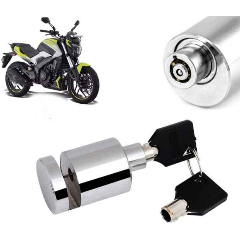 Auto Pearl Stainless Steel Silver Heavy Duty Anti Theft Motorcycle Disc Brake Lock, Lock-030