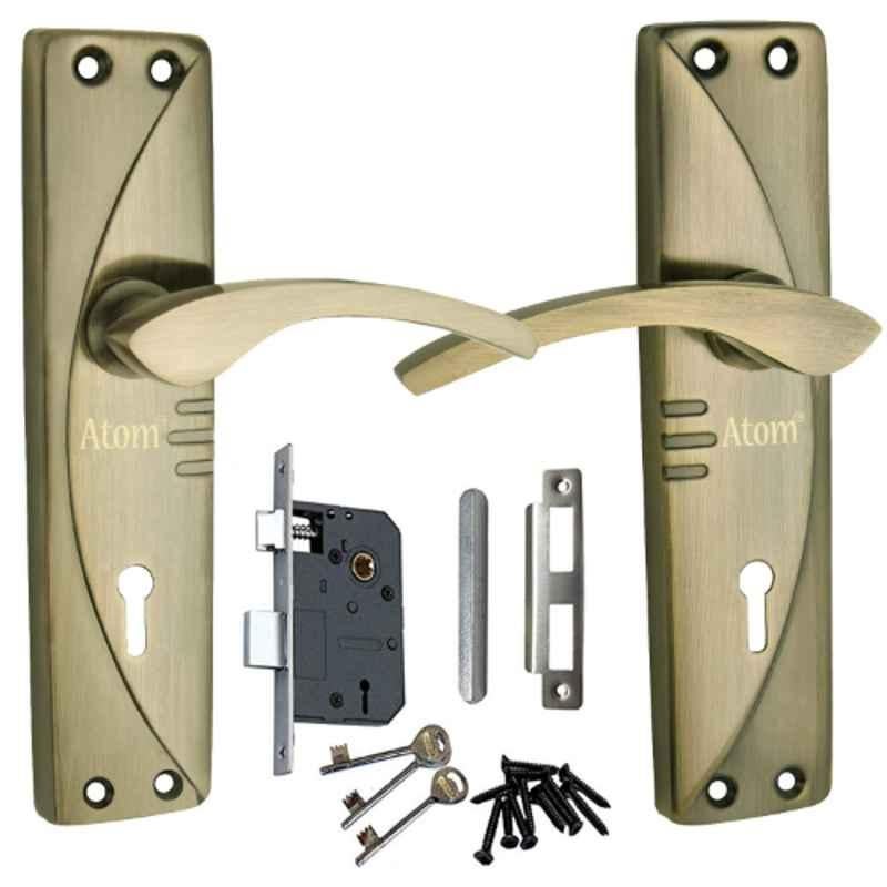 ATOM 7 inch Stainless Steel Brass Antique Finish Mortise Door Lock Set, MH-1003-KY-BA