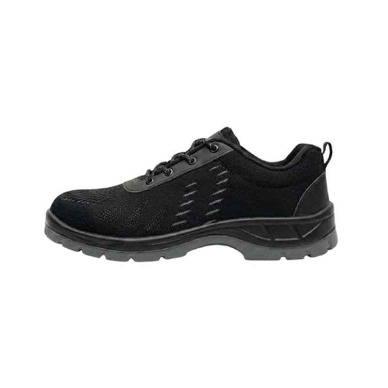 Hind Pro Magna Mesh PU Fibre Toe Black Safety Shoe for Men, Size: 7