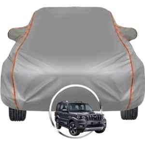 Allextreme Polyester Grey Piping Car Cover with Triple Stitched Reflective Piping for Mahindra Scorpio N Fits All Model & Year, MAH-SCORPION-BLK