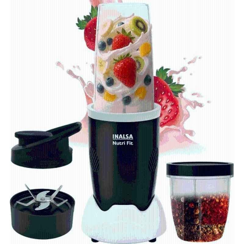 Inalsa Nutri Fit 500W 2000rpm Black & Grey Mixer Blender with 2 Polycarbonate Jars