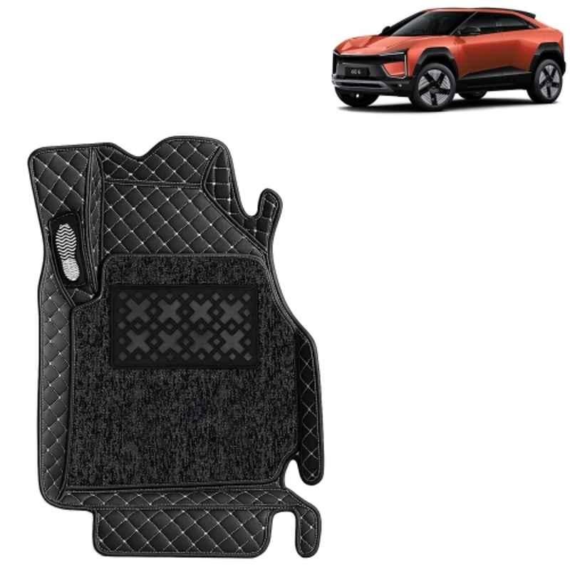 Kingsway 3 Pcs Premium 7D 100% Waterproof PU Leatherette Classic Black Car Floor Mat Set for Mahindra BE 6 2025 Onwards All Model