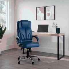 RM HOME Jones Leather High Back Blue Executive Chair