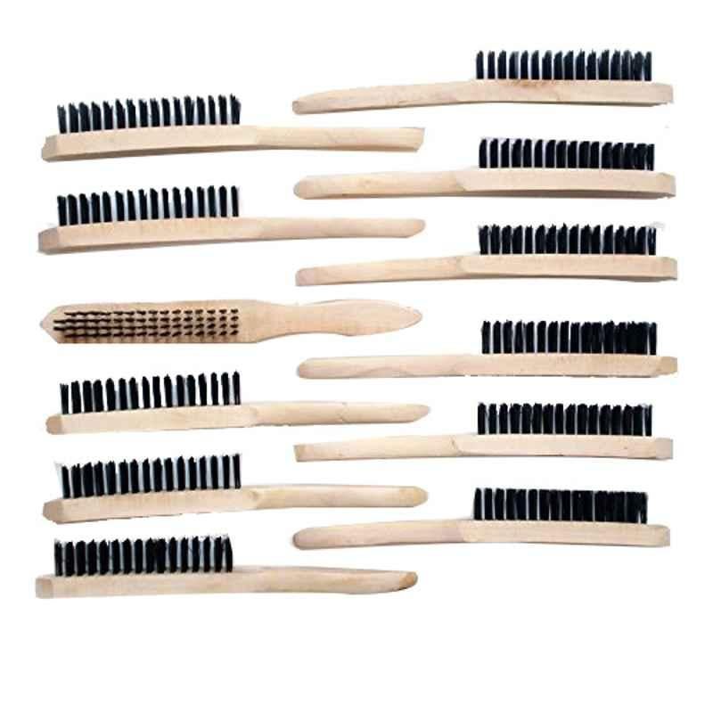 Lesmann 14x2x1 inch Wood & Carbon Steel Wire Brush (Pack of 12)