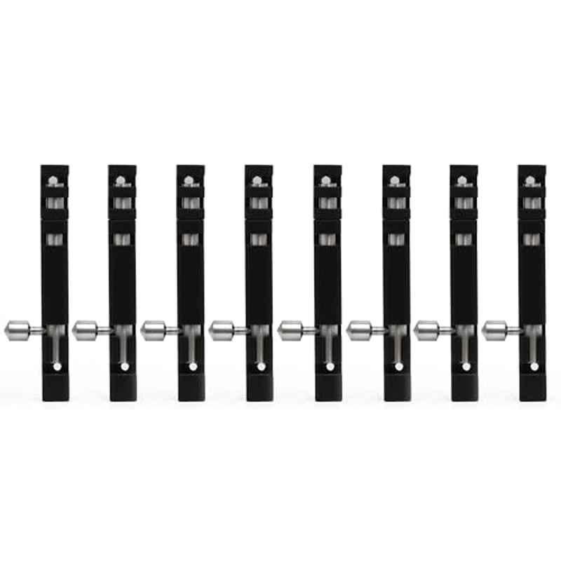 Plantex Stainless Steel Tower Bolt/Tower Bolt for Home, Offices Doors & Windows/4 inch Tower Bolt for Main Door/Door Latch/Kundi/Chitakini/Door Latch for Windows - Pack of 8 (Black)