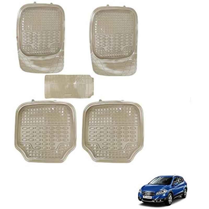 Kozdiko 5 Pcs 4G Beige Rubber & PVC Heavy Car Foot Mat Set for Maruti Suzuki S-Cross, koz_81011